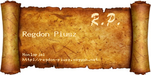 Regdon Piusz névjegykártya
